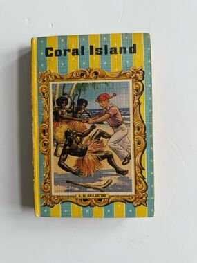 Coral Island Decorative Vintage Book Cover - Yellow & Teal